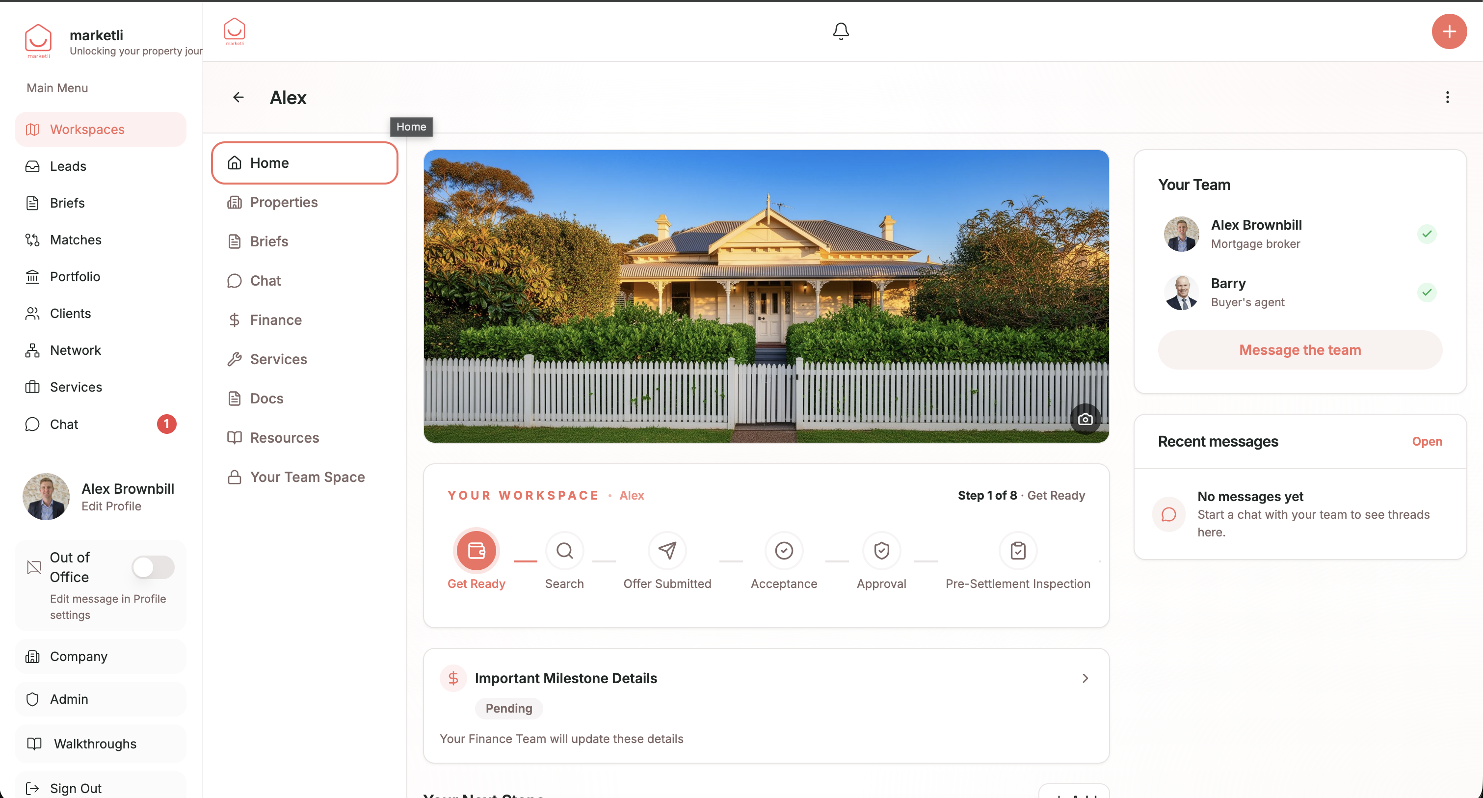 Marketli desktop view